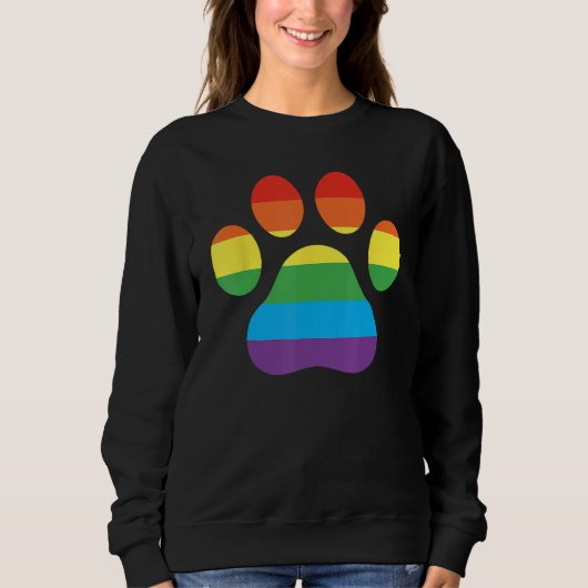 Dog Paw Print LGBTQ Rainbow Flag Gay Pride Ally Do Trui (Voorkant)