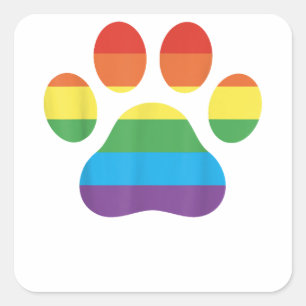 Dog Paw Print LGBTQ Rainbow Flag Gay Pride Ally Do Vierkante Sticker