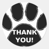 Dog Paw Print met dankjewel bericht ronddraaiend Ronde Sticker (Voorkant)