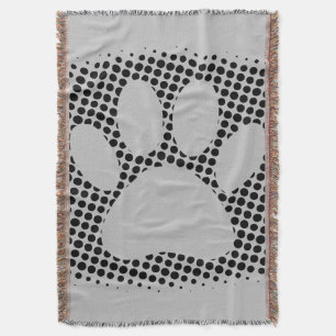 Dog Paw Print met Halftone Background Sherpa Blan Deken