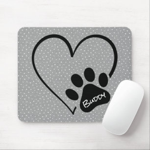 Dog Paw Print met hartwandelpunten Muismat