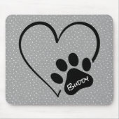 Dog Paw Print met hartwandelpunten Muismat (Voorkant)