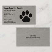 Dog Paw Print op Faux Wood Syle Background Visitekaartje (Voorkant / Achterkant)