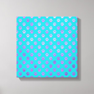 Dog Paw Print Paarse Roze Aqua Blauwgroen Blauw