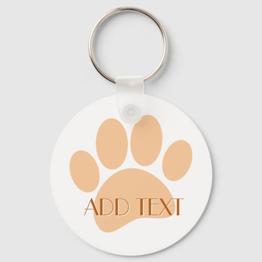 Dog Paw Print Pastel Sinaasappel Typografie Sleutelhanger (Voorkant)