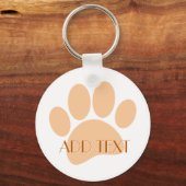 Dog Paw Print Pastel Sinaasappel Typografie Sleutelhanger (Achterkant)
