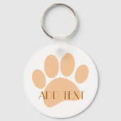 Dog Paw Print Pastel Sinaasappel Typografie Sleutelhanger (Achterkant)