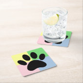 Dog Paw Print Pastelkleuren Aangepast Kartonnen Onderzetters (Insitu)