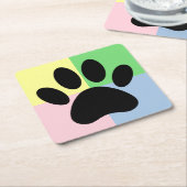 Dog Paw Print Pastelkleuren Aangepast Kartonnen Onderzetters (Schuin)