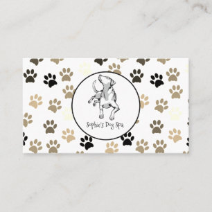 Dog Paw Print Pattern Dog Grooming Spa Visitekaartje