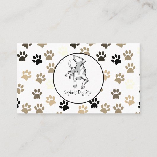 Dog Paw Print Pattern Dog Grooming Spa Visitekaartje (Voorkant)