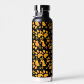 Dog Paw Print Pattern Oranje Waterfles (Rechts)