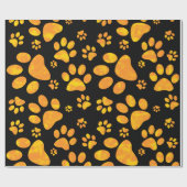 Dog Paw Print Pattern Oranje Yellow Cadeaupapier (Vlak)