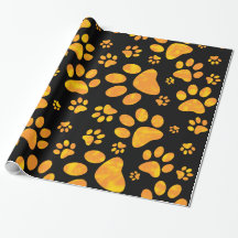 Dog Paw Print Pattern Oranje Yellow
