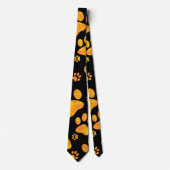 Dog Paw Print Pattern Oranje Yellow Stropdas (Voorkant)