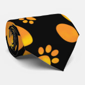 Dog Paw Print Pattern Oranje Yellow Stropdas (Opgerold)