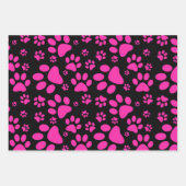Dog Paw Print Pattern | Roze Inpakpapier Vel (Voorkant 3)
