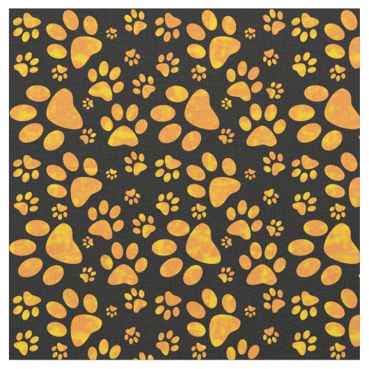 Dog Paw Print Pattern | Sinaasappel Stof (Close Up)