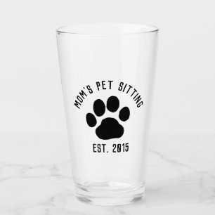 Dog Paw Print Personalized Pet Lover Drink Glas
