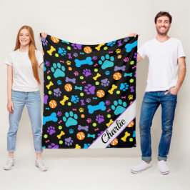 Dog Paw Print Pet Fleece Deken