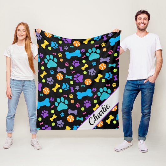 Dog Paw Print Pet Fleece Deken (In situ)