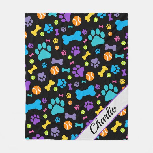 Dog Paw Print Pet Fleece Deken (Voorkant)