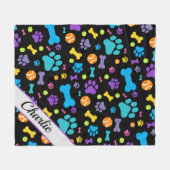 Dog Paw Print Pet Fleece Deken (Voorkant (Horizontaal))