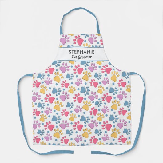 Dog Paw Print Pet Groomer toevoegen Naam persoonli Schort (Voorkant)