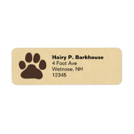 Dog Paw Print Pet Lover's Return Adres Labels