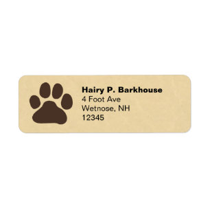Dog Paw Print Pet Lover's Return Adres Labels
