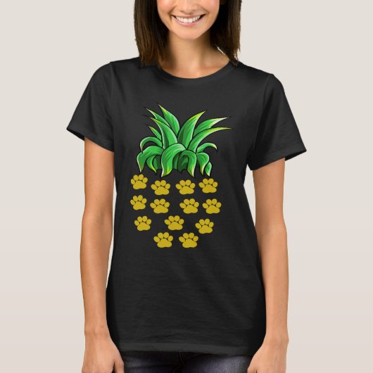 Dog Paw Print Pineapple Women Animal T-shirt (Voorkant)