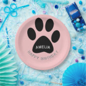Dog Paw Print Pink Birthday Party Papieren Bordje (Feest)