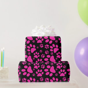 Dog Paw Print Pink Cadeaupapier