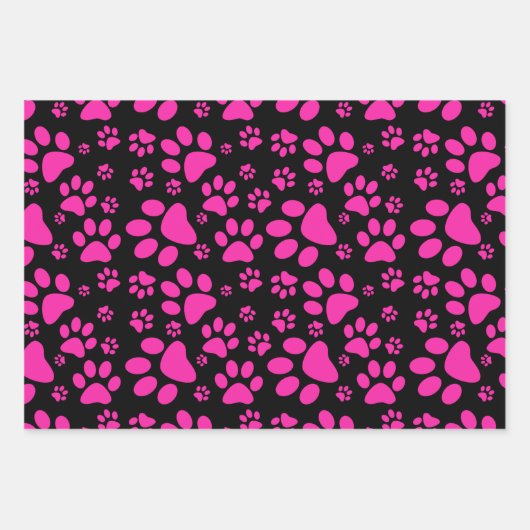 Dog Paw Print Pink Wrapping Paper Sheets (Voorkant 2)