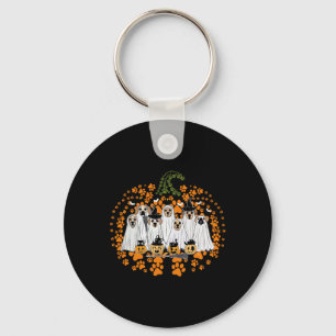 Dog Paw Print Pumpkin Herfst Herfst Ghost Dog Spoo Sleutelhanger
