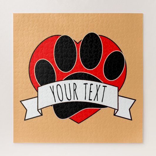 Dog Paw Print Red Heart Banner Legpuzzel (Verticaal)
