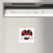Dog Paw Print Red Heart Banner Magneet (Insitu (Vaatwasser))