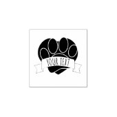 Dog Paw Print Red Heart Banner Rubberstempel (Afrduk)