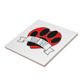 Dog Paw Print Red Heart Banner Tegeltje (Zijkant)