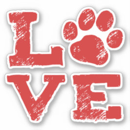 Dog Paw Print Red Love Pet Lover's Vinyl Sticker