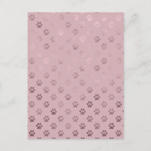 Dog Paw Print  Roos Roze achtergrond Briefkaart