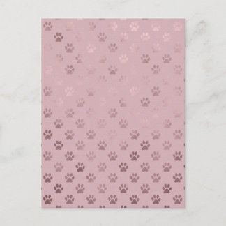 Dog Paw Print  Roos Roze achtergrond Briefkaart