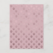 Dog Paw Print Roos Roze achtergrond Briefkaart (Voorkant)