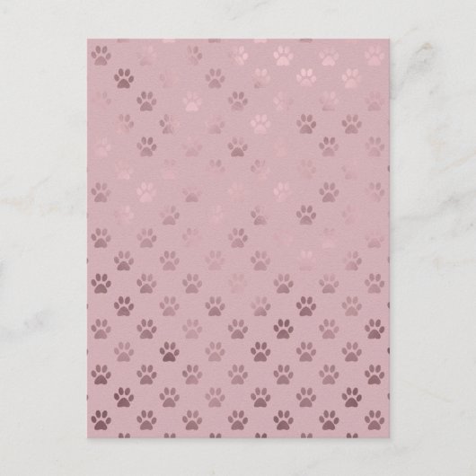 Dog Paw Print  Roos Roze achtergrond Briefkaart (Voorkant)