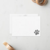 Dog Paw Print Rubber Stamp Effect Blank Notitiekaartje (Voorkant / Achterkant in situ)
