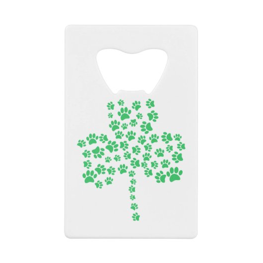 Dog Paw Print Shamrock Creditkaart Flessenopener (Voorkant)