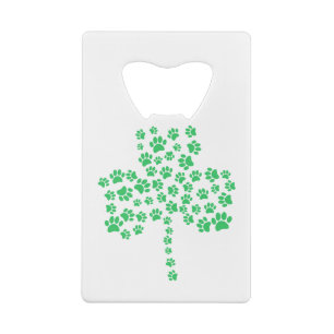 Dog Paw Print Shamrock Creditkaart Flessenopener