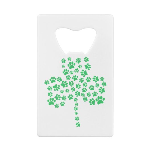 Dog Paw Print Shamrock Creditkaart Flessenopener (Achterkant)