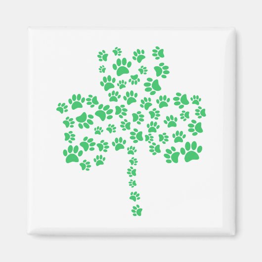 Dog Paw Print Shamrock Magneet (Voorkant)