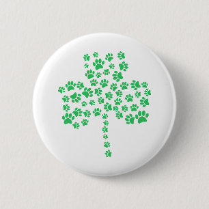 Dog Paw Print Shamrock Ronde Button 5,7 Cm